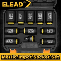 ELEAD 11Pcs 1/2" Drive Deep Impact Socket Set 27-38mm Metric Cr-Mo Wheel Nut Kit