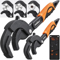 HORUSDY 2Pc Adjustable Wrench Quick Multi-Function Spanner Power Grip Pipe Set