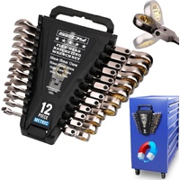 SEDY 12-Piece Metric Flex-Head Ratchet Spanners Set 8-19mm with Magnetic Organizer