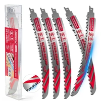 SEDY 5-Pack 12 Inch Japanese Teeth Reciprocating Saw Blades, 6TPI Arc Edge Wood Pruning Saw Blades Set with Storage Box for Tree Trimming, Wood Cuttin