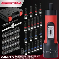 SEDY 64Pcs Torque Screwdriver Set 10-70 in-lb S2 Bits Magnetic Nut Driver Kit