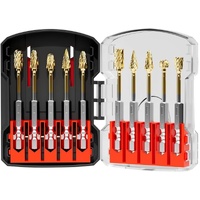 10Pc Titanium Gold Carbide Burr Set 1/4" Hex Quick Change Shank Die Grinding Bit