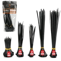HORUSDY 520-Piece Black Cable Ties Assortment, Nylon Zip Ties in 5 Sizes, Self-Locking Heavy Duty Cable Ties for Cable Management