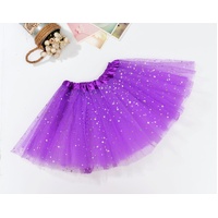Sequin Tulle Tutu Skirt Ballet Kids Princess Dressup Party Baby Girls Dance Wear, Purple, Kids