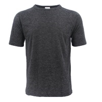 Mens Merino Wool Top Pants Thermal Leggings Long Johns Underwear Pajamas, Men's Short Sleeve - Black, XL