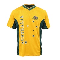 Adults Kids Men's Sports Soccer Rugby Jersy T Shirt Australia Day Polo Souvenir, Gold, S