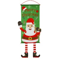 Christmas Hanging Banner Flag Door Window Décor Santa Reindeer Snowman Ornaments, Santa