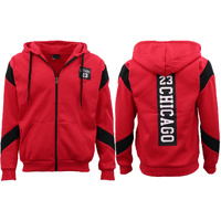 Men's Fleece Zip Up Hoodie Shirt Chicago Bulls 23 Michael Jordan Sweat Jacket, Red, 2XL
