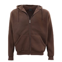 Adult Unisex Zip Plain Fleece Hoodie Hooded Jacket Mens Sweatshirt Jumper XS-8XL, Brown, 5XL