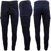 Men's Cargo Cotton Drill Work Pants UPF 50+ 13 Pockets Tradies Workwear Trousers, Navy, 38
