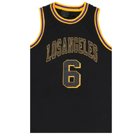 New Men's Basketball Jersey Sports T Shirt Tee Vest Tops Gym Chicago Los Angeles, Black - Los Angeles 6, 3XL