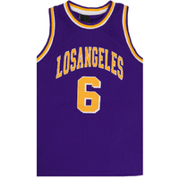 New Men's Basketball Jersey Sports T Shirt Tee Vest Tops Gym Chicago Los Angeles, Purple - Los Angeles 6, M