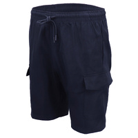 Men's Cargo Shorts 4 Pockets Cascual Work Trousers Active Pants Elastic Waist, Navy, 3XL