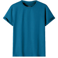 Adult 100% Cotton T-Shirt Unisex Men's Basic Plain Blank Crew Tee Tops Shirts, Aqua, 3XL