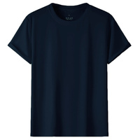 Adult 100% Cotton T-Shirt Unisex Men's Basic Plain Blank Crew Tee Tops Shirts, Navy, M