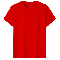 Adult 100% Cotton T-Shirt Unisex Men's Basic Plain Blank Crew Tee Tops Shirts, Red, L