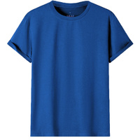 Adult 100% Cotton T-Shirt Unisex Men's Basic Plain Blank Crew Tee Tops Shirts, Royal Blue, 3XL