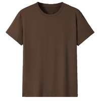 Adult 100% Cotton T-Shirt Unisex Men's Basic Plain Blank Crew Tee Tops Shirts, Coffee, 3XL
