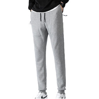Men's Fleece Slim Trackpant Sport Joggers w Zipped Pockets Gym Casucal Trousers, Light Grey, M