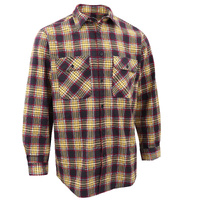 Men's 100% Cotton Flannelette Shirt Long Sleeve Plaid Check Flannel w Pockets, Golden Horizon Plaid, L