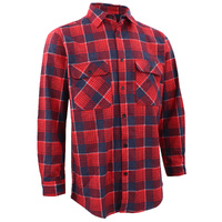 Men's 100% Cotton Flannelette Shirt Long Sleeve Plaid Check Flannel w Pockets, Crimson Tide Plaid, 3XL