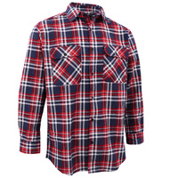 Men's 100% Cotton Flannelette Shirt Long Sleeve Plaid Check Flannel w Pockets, Heritage Red Plaid, 2XL