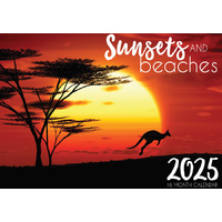 Sunset & Beaches - 2025 Rectangle Wall Calendar 16 Months Hanging Planner Gift