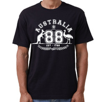 Adult Unisex 100% Cotton T Shirt Australia Kangaroo Emu Aussie Souvenir Tee Tops, Black, XL