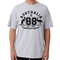 Adult Unisex 100% Cotton T Shirt Australia Kangaroo Emu Aussie Souvenir Tee Tops, Grey, XL