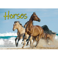 Horses - 2025 Rectangle Wall Calendar 16 Months Animal Planner New Year Gift