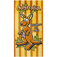 100% Cotton Australian Souvenir Aussie Kangaroos Flag Soft Beach Bath Towel Gift, Kangaroo