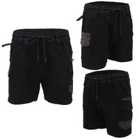 Mens Cargo Cotton Work Shorts 10 Pockets Tradies Utility Pants Workwear Trousers, Black, 30