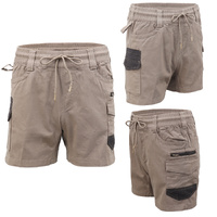 Mens Cargo Cotton Work Shorts 10 Pockets Tradies Utility Pants Workwear Trousers, Khaki, 32