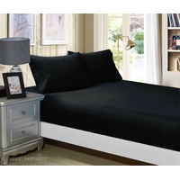 1000TC Ultra Soft Fitted Sheet & 2 Pillowcases Set - King Size Bed - Black