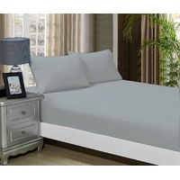 1000TC Ultra Soft Fitted Sheet & 2 Pillowcases Set - Super King Size Bed - Silver