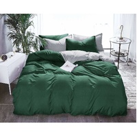 1000TC Reversible Queen Size Green and Grey Duvet Quilt Cover Set