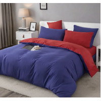 1000TC Reversible Queen Size Blue and Red Duvet Quilt Cover Set