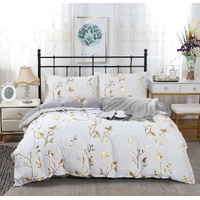 Reversible Design Queen Size White Duvet Quilt Cover Set
