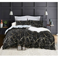 Reversible Design Super King Size Black Duvet Quilt Cover Set