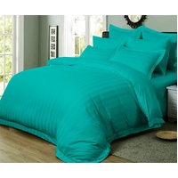 1000TC Ultra Soft Striped King Size Teal Duvet Quilt Cover Set