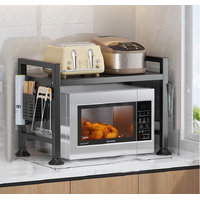 Multifunctional Microwave Shelf Storage Cutlery Tray Spice Holder Kitchen Rack Black