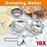10PCS Stainless Steel Dumpling Maker Set Dough Press Mould Tools for Pastry Ravioli