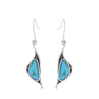 Retro Boho Turquoise Flower Earrings Hook Moonstone Dangle Drop Sapphire Women - 1239