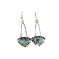 Retro Boho Turquoise Flower Earrings Hook Moonstone Dangle Drop Sapphire Women - 1240