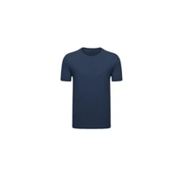 Heavy Cotton Short Sleeve T Shirt Plain Basic Tee Mens Top Dark Blue Size Large - L