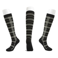 L/XL Size Compression Socks Unisex Adult Nursing Travel Stocking Sport - Black Lattice