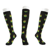 L/XL Size Compression Socks Unisex Adult Nursing Travel Stocking Sport - Black Lemon