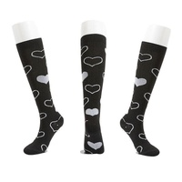 L/XL Size Compression Socks Unisex Adult Nursing Travel Stocking Sport - Black Heart
