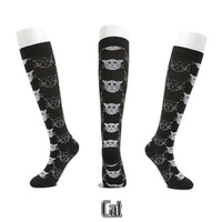 L/XL Size Compression Socks Unisex Adult Nursing Travel Stocking Sport - Cat