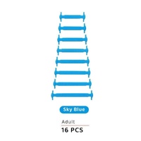No Tie Elastic Silicone Shoe Laces 16PCS Shoelaces for Sneakers and Runners - Sky Blue 16PCS